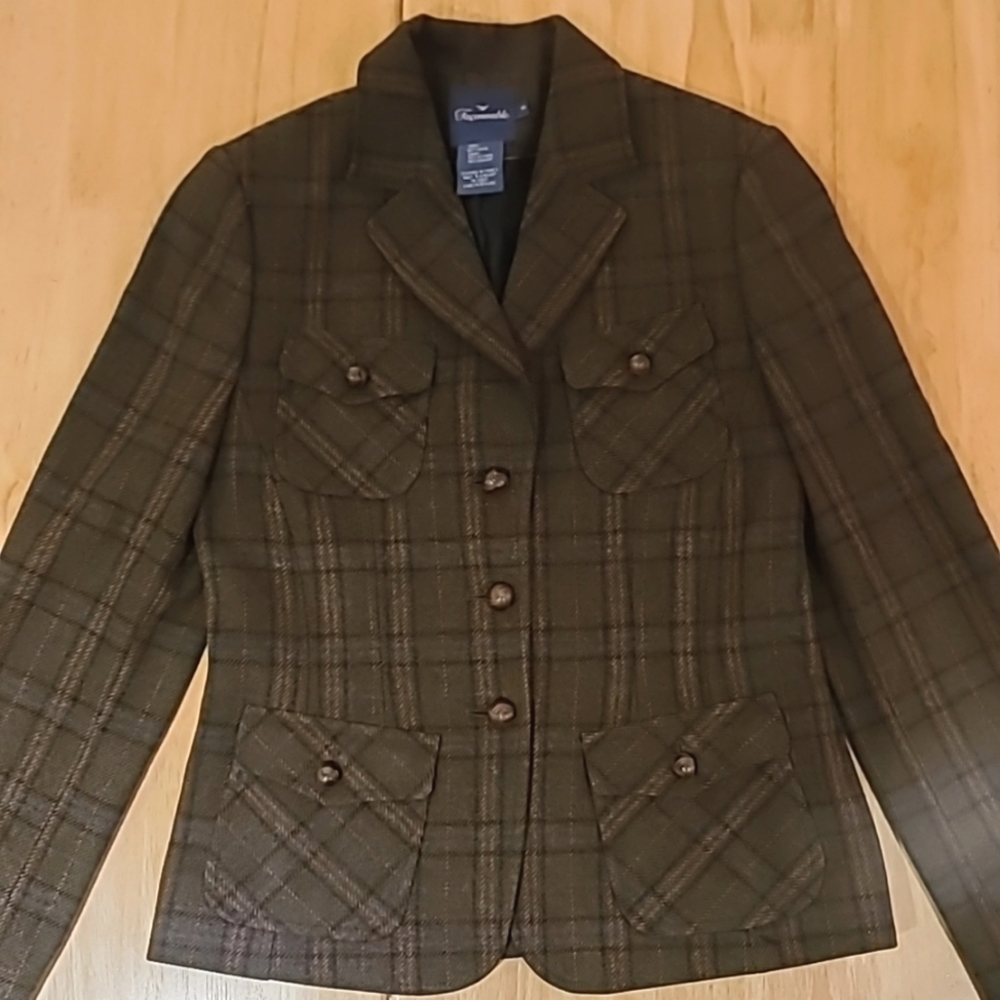Façonnable 100% wool tweed riding jacket. Size 2.